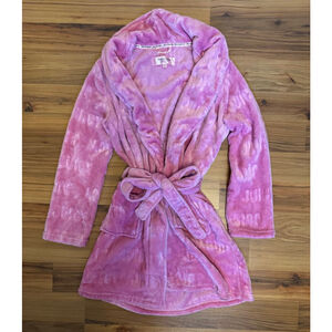 Juicy Couture Pink Velour Logo Robe Y2K Lounge S/M